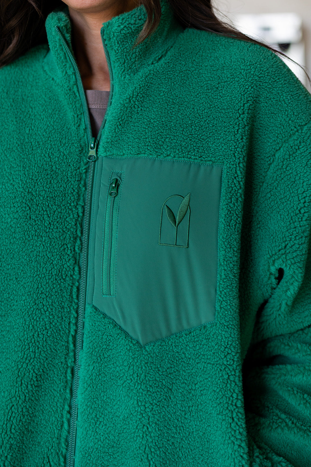 Green Zip Up Sherpa/Fleece