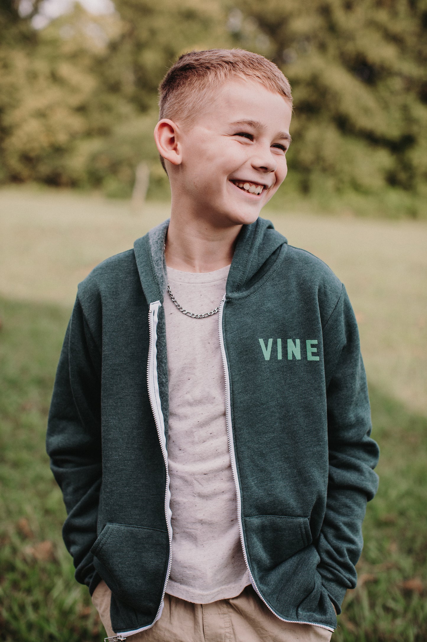 Green VINE Zip-Up Hoodie (Youth Sizes Only)