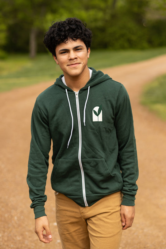 Green Zip Up Hoodie